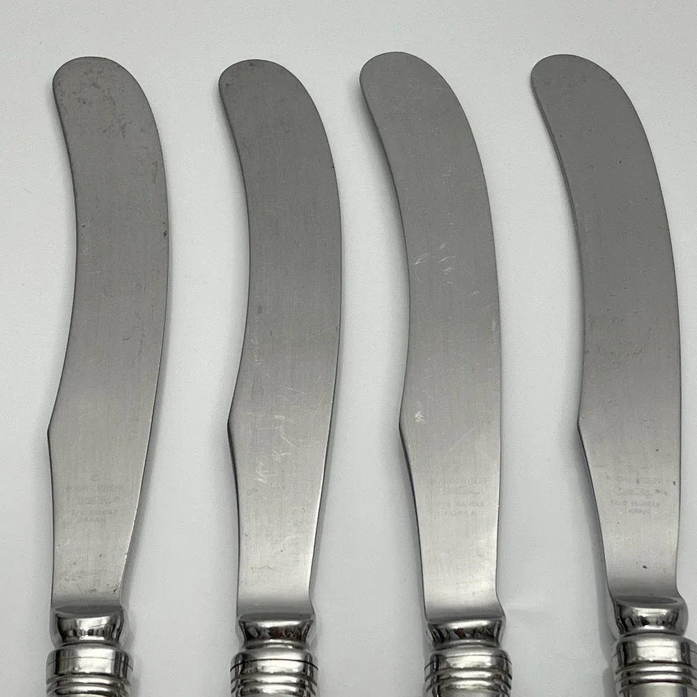 Vintage 1970 Kirk Stieff Williamsburg Shell Stainless 18/8 Butter Knives Set 4